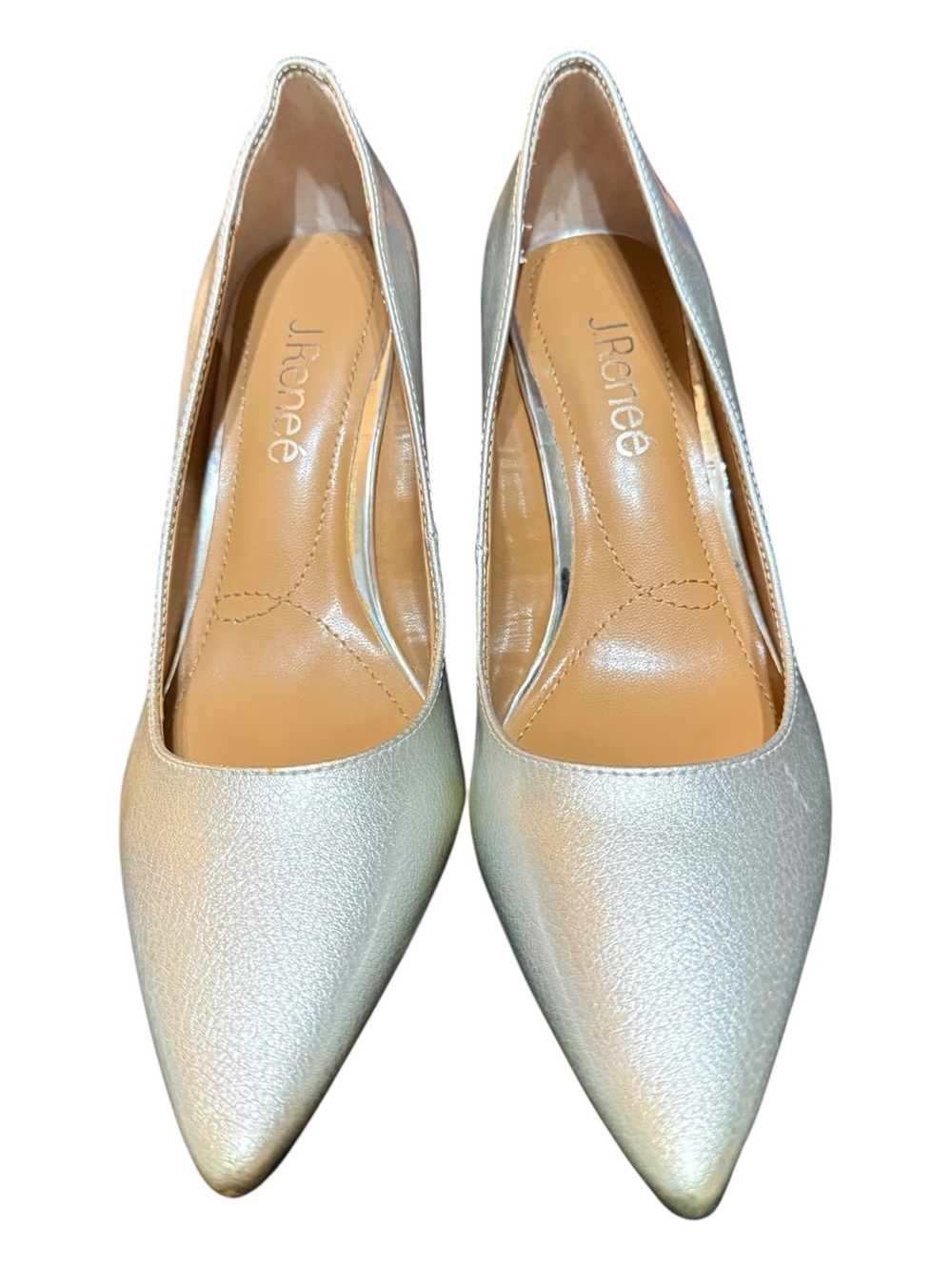J. Renee Maressa Silver Metallic Patent Pointed Toe Pumps Size 6M NIB